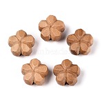 Natural Apple Wood Beads, Flower, BurlyWood, 15~15.5x15.5x8.5~9mm, Hole: 1.8mm(WOOD-N021-04)