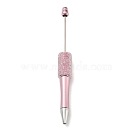 Plastic Ball-Point Pen, Rhinestone Beadable Pen, for DIY Personalized Pen with Jewelry Bead, Pink, 144x14.5mm(OFST-E003-01F)