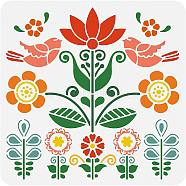 PET Hollow Out Drawing Painting Stencils, for DIY Scrapbook, Photo Album, Flower Pattern, 300x300mm(DIY-WH0418-0002)
