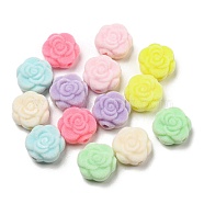 Flocky Acrylic Beads, Puffed Rose, Mixed Color, 15.5x15x8mm, Hole: 2mm(FIND-L014-03)