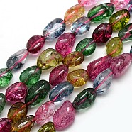 Natural Quartz Crystal Nuggets Beads Strands, Tumbled Stone, Dyed & Heated, Mixed Color, 13~24x10~14mm, Hole: 1mm, about 15.5 inch(G-L154-26)