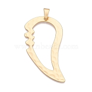 Rack Plating Alloy Big Pendants, Ghost with Jump Ring Charms, Lead Free & Nickel Free & Cadmium Free, Golden, 94x50.5x2mm, Hole: 5~5.5x12mm(PALLOY-T090-30G)