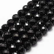 Natural Black Onyx Beads Strands, Grade A, Faceted, Round, 10mm, Hole: 1mm, about 37pcs/strand, 14.9 inch~15.1 inch(X-G-D840-23-10mm)