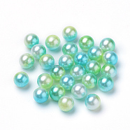 Rainbow Acrylic Imitation Pearl Beads, Gradient Mermaid Pearl Beads, No Hole, Round, Green Yellow, 4mm, about 10000pcs/bag(OACR-R065-4mm-03)