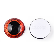 Glass Cabochons, Half Round with Eye, Orange Red, 20x6.5mm(GGLA-T004-04-B)
