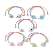 Gradient Color Adjustable Nylon Braided Cord Bracelet Making, with Resin Heart Evil Eye, Fit for Connector Charms, Mixed Color, 5-7/8x10-1/4 inch(15~26cm), Hole: 3.3mm(AJEW-JB01162)