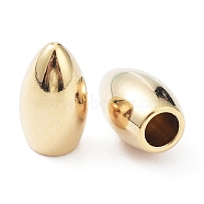 201 Stainless Steel Cord End, Horse Eye, Real 24K Gold Plated, 7x4mm, Hole: 2mm(STAS-P327-03G)