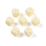 Synthetic Shell & Resin Beads, Cube Cheese, Beige, 9.5x9.5x9.5mm, Hole: 1.2mm(BSHE-G036-19)