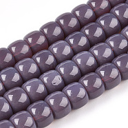 Opaque Glass Beads Strands, Barrel, Old Rose, 8x6mm, Hole: 1.6mm, about 61~62pcs/strand, 14.84''~15.16''(37.7~38.5cm)(GLAA-NH0002-B06)