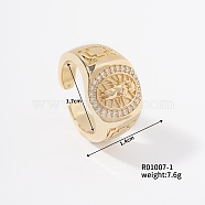 Stylish European American Retro Brass Virgin Mary Open Cuff Ring for Women, Golden, Inner Diameter: 17mm(IC7082)