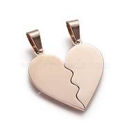 304 Stainless Steel Split Pendants, Ion Plating(IP), Valentine's Day Style, Double Heart, Rose Gold, 26x25.5x1.4mm, Hole: 4x7mm(STAS-F214-01RG)