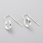 304 Stainless Steel Earring Hooks, Flat Round, Silver, Tray: 8mm, 18.5x10mm, 21 Gauge, Pin: 0.7mm(STAS-F227-22A-S)