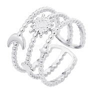 Non-Tarnish 304 Stainless Steel Fashion Star Moon Cuff Ring for Men and Women(KS0826-1)