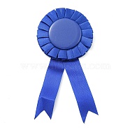 Award Ribbon Shape Tinplate Badge Pins, Blank Button Pin Brooch for Party Accessory, Blue, 160x74.5mm(JEWB-XCP0001-05)