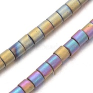Frosted Electroplated Non-magnetic Synthetic Hematite Bead Strands, Column, AB Color Plated, 2x2mm, Hole: 1mm, about 180~200pcs/strand, 15.7 inch(G-E304-58B)