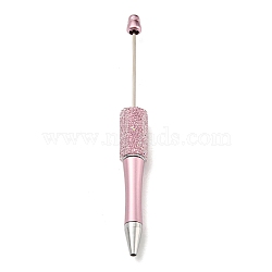 Plastic Ball-Point Pen, Rhinestone Beadable Pen, for DIY Personalized Pen with Jewelry Bead, Pink, 144x14.5mm(OFST-E003-01F)