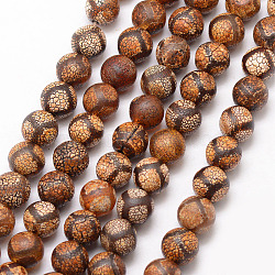 Tibetan Style Turtle Back Pattern dZi Beads, Natural Weathered Agate Bead Strands, Round, Dyed & Heated, Sienna, 10mm, Hole: 1mm, about 18pcs/strand, 7.5 inch
(G-K166-02-10mm-L2-01)
