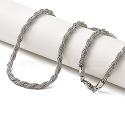 202 Stainless Steel Rope Chain Necklaces, Stainless Steel Color, 23.62 inch(60cm)(STAS-A100-13P)