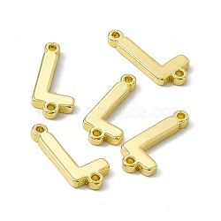 Rack Plating Brass Letter Connector Charms, for Personalized Name Necklace Making, Real 18K Gold Plated, Long-Lasting Plated, Cadmium Free & Nickel Free & Lead Free, Letter.L, 14x6.5x1.5mm, Hole: 1mm(KK-C007-38G-L)