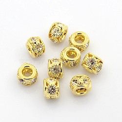Brass Rhinestone Beads, Grade A, Rondelle, Golden Metal Color, Crystal, 8x6mm, Hole: 2.5~3.5mm(RB-B071-8mm-A01G)