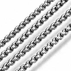 Tarnish Resistant 304 Stainless Steel Venetian Chains, Box Chains, Unwelded, Stainless Steel Color, 2x2x1mm, about 82.02 Feet(25m)/roll(CHS-S009-001)