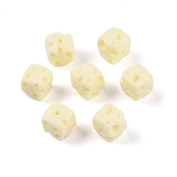 Synthetic Shell & Resin Beads, Cube Cheese, Beige, 9.5x9.5x9.5mm, Hole: 1.2mm(BSHE-G036-19)
