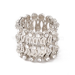 Rhinestone Folding Retractable Ring Bracelet, Brass Telescopic Rings Bracelet for Women, Crystal, Inner Diameter: 17.5~59mm(RJEW-G252-02P-03)