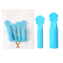 2Pcs Paw Print Silicone Knitting Needle Point Protectors, Knitting Needle Caps, Knitting Needle Stopper, Deep Sky Blue, 55~61x10~20mm(PW-WG83120-01)