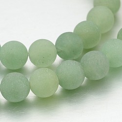 Frosted Round Natural Green Aventurine Bead Strands, 8mm, Hole: 1mm, about 46pcs/strand, 14.7 inch(X-G-J338-05-8mm)
