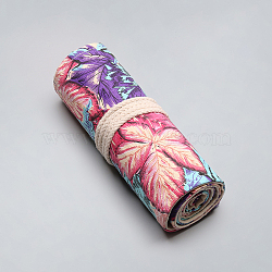 Thanksgiving Day Theme Maple Leaf Pattern Canvas Pen Roll Up, Stationery Pencil Wrap, Colorful, 580x200mm(THXG-PW0001-093D)