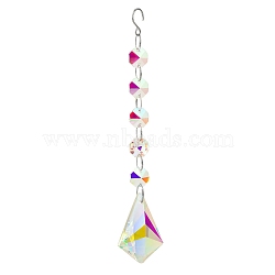 Clear AB Glass Pendant Decorations, with Glass Octagon Link, Hanging Suncatchers Garden Decorations, Rhombus, pendant: 50mm(PW-WG12742-05)