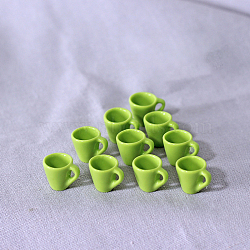 Resin Miniature Teacup Ornaments, Micro Landscape Garden Dollhouse Accessories, Pretending Prop Decorations, Yellow Green, 16x13mm, 10pcs/set.(BOTT-PW0001-179A)