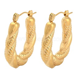 Vacuum Plating 304 Stainless Steel Teardrop Hoop Earrings, Golden, 26x20x4.5mm(EJEW-K259-03G)