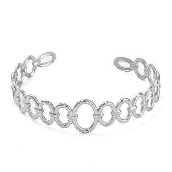 304 Stainless Steel Hollow Oval Cuff Bangle for Women, Stainless Steel Color, Inner Diameter: 2-5/8 inch(6.7cm)