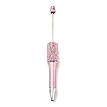 Plastic Ball-Point Pen, Rhinestone Beadable Pen, for DIY Personalized Pen with Jewelry Bead, Pink, 144x14.5mm