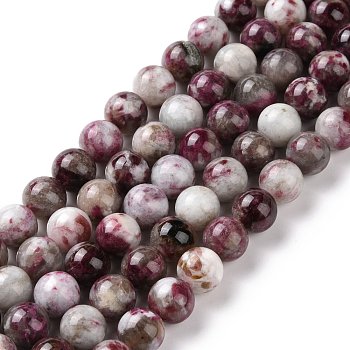 Natural Plum Blossom Tourmaline Beads Strands, Round, 10mm, Hole: 1.2mm, about 40pcs/strand, 15.55''(39.5cm)