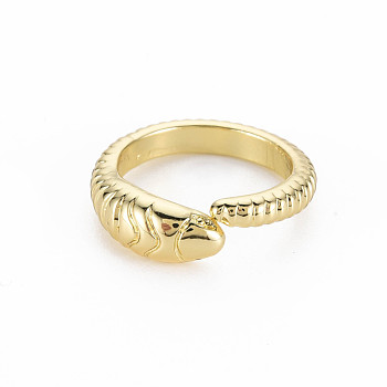 Snake Shape Rack Plating Alloy Cuff Rings, Open Rings, Cadmium Free & Lead Free, Light Gold, US Size 7 1/2(17.7mm)