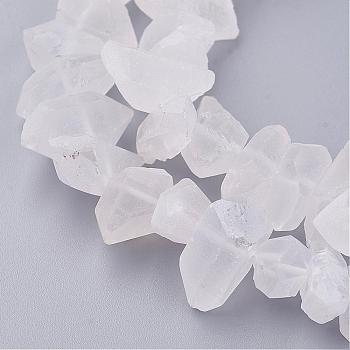 Natural Quartz Crystal Beads Strands, Rock Crystal, Nuggets, Frosted, 14.5~21.5x8~11x9~11mm, Hole: 1mm, about 45pcs/strand, 15.7 inch