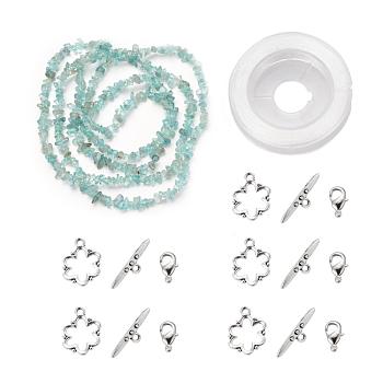 DIY Bracelets Necklaces Jewelry Sets, Natural Apatite Chips Beads Strands, Toggle Clasps, Lobster Claw Clasps and Elastic Wire, 12.6x10.6x2.1cm