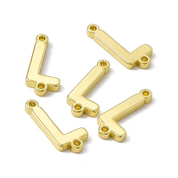 Rack Plating Brass Connector Charms, Real 18K Gold Plated, Long-Lasting Plated, Cadmium Free & Nickel Free & Lead Free, Letter Links, Letter.L, 14x6.5x1.5mm, Hole: 1mm