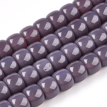 Opaque Glass Beads Strands, Barrel, Old Rose, 8x6mm, Hole: 1.6mm, about 61~62pcs/strand, 14.84''~15.16''(37.7~38.5cm)