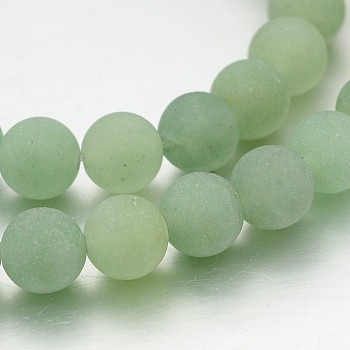 Frosted Round Natural Green Aventurine Bead Strands, 8mm, Hole: 1mm, about 46pcs/strand, 14.7 inch