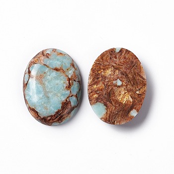 Assembled Bronzite and Imperial Jasper Cabochons, Oval, Dyed, Colorful, 40x30x7.5~8.5mm
