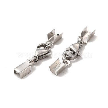 304 Stainless Steel Lobster Claw Clasps with Cord Ends(X-STAS-H179-02P)-2