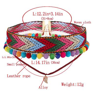 Woven Cloth Choker Two-Tiered Necklaces(NJEW-N0059-076)-5