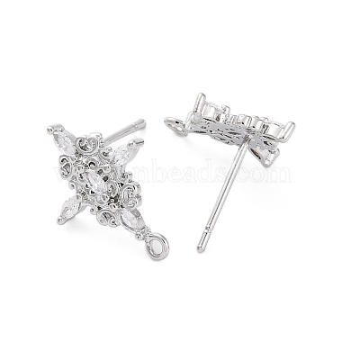 Brass Micro Pave Cubic Zirconia Stud Earrings Finding(KK-Z084-03P)-2