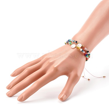 Bracelets de perles tressées en fil de nylon de verre électrolytique pour maman et fille(BJEW-JB06359-04)-7