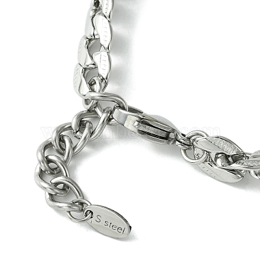 bracelet à maillons rectangulaires en zircone cubique avec 304 chaînes en acier inoxydable(BJEW-Q775-01P)-4