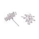 4 Pairs 2 Style Brass Micro Pave Clear Cubic Zirconia Stud Earring Findings(KK-ZZ0001-07)-5