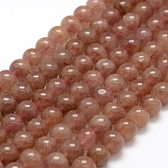 Natural Strawberry Quartz Beads Strands, Round, 8mm, Hole: 1mm, about 49pcs/strand, 15.3 inch(X-G-F364-07-8mm)